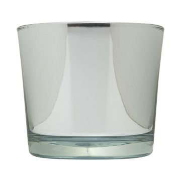 Jardinera de cristal ALENA SHINY, plata brillante, 12,5cm, Ø14,5cm