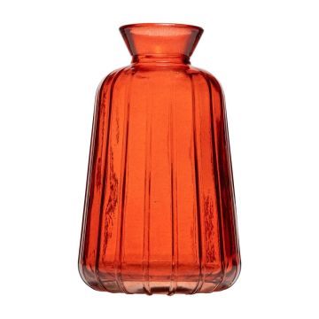 Botella de cristal decorativa EMILIANO con ranuras, naranja-transparente, 10,7cm, Ø6,5cm