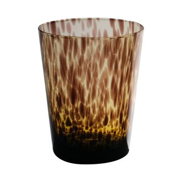Portacandelitas cónico RUSSELL, diseño de leopardo, marrón-transparente, 13cm, Ø9cm