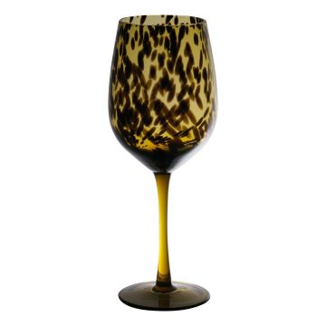 Copa de vino blanco RUSSELL, diseño de leopardo, marrón-transparente, 22,5cm, Ø8cm