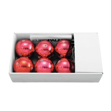 Bolas de Navidad con luz LED ESTRELLA, 6 piezas, rojo brillante, Ø6cm