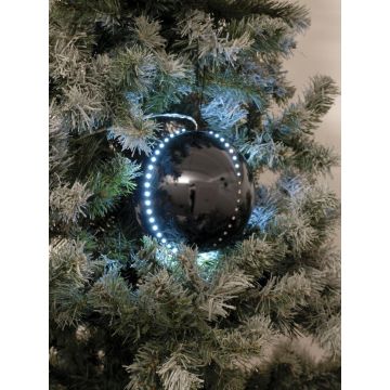 Bolas navideñas con luz LED LUVELIA, 5 piezas, negro brillante, Ø8cm