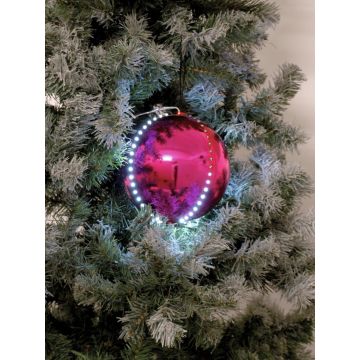 Bolas navideñas con luz LED LUVELIA, 5 piezas, rosa brillante, Ø8cm