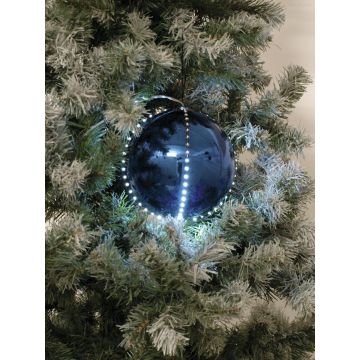 Bolas navideñas con luz LED LUVELIA, 5 piezas, azul oscuro brillante, Ø8cm