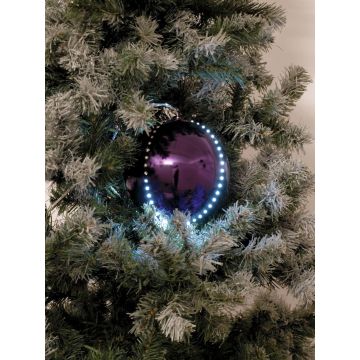 Bolas navideñas con luz LED LUVELIA, 5 piezas, púrpura brillante, Ø8cm