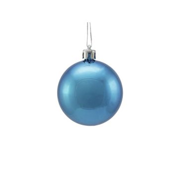Bola de Navidad MELANIA, 6 piezas, azul metálico, Ø6cm