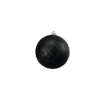 Bola de Navidad ABELIA, 4 piezas, purpurina, negro, Ø10cm