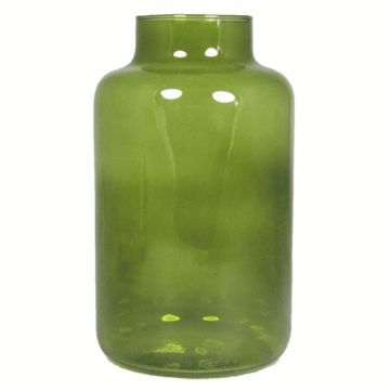 Florero de vidrio SIARA, verde oliva-transparente, 25cm, Ø15cm