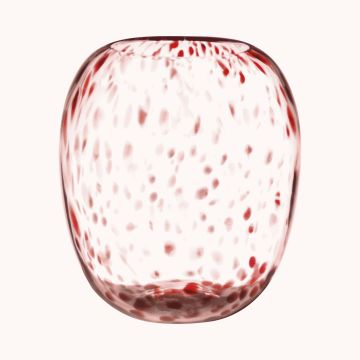 Jarrón de cristal abombado RUSSELL, diseño de leopardo, rojo-transparente, 26cm, Ø22,4cm