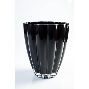 Pequeño florero de cristal / Jarrón de mesa BEA, negro, 17cm, Ø 14cm