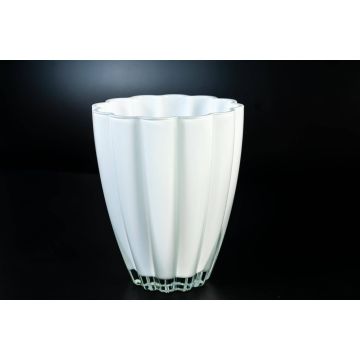 Pequeño florero de cristal / Jarrón de mesa BEA, blanco, 17cm, Ø 14cm