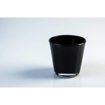 Pequeño vaso decorativo / portavelas ALEX AIR, negro, 7,5cm, Ø 7,5cm