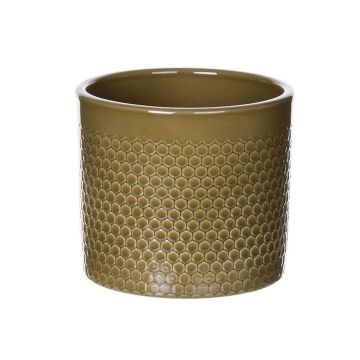 Maceta de cerámica CINZIA, diseño de puntos, caqui, 22cm, Ø23cm