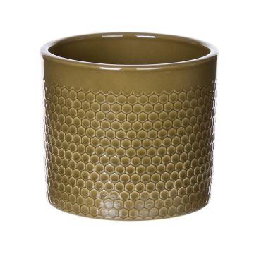 Maceta de cerámica CINZIA, diseño de puntos, caqui, 17,5cm, Ø19cm