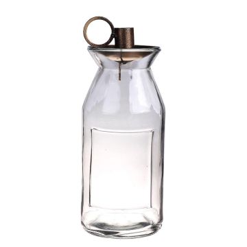 Portavelas NENEKONI en botella de cristal, asa, bronce-transparente, 21,5cm, Ø9,5cm