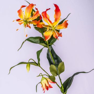 Flor textil Gloriosa FUJITA, naranja-amarillo, 80cm, Ø15cm