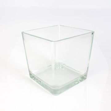 Gran portavelas de cristal KIM EARTH, transparente, 18x18x18cm
