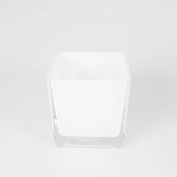 Cuadrado portavelas de cristal KIM EARTH, blanco, 10x10x10cm