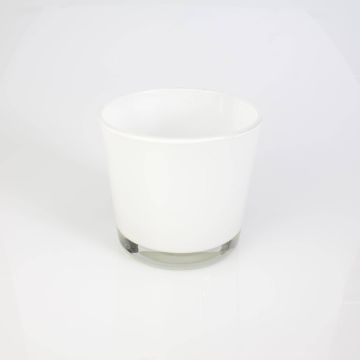 Pequeño vaso de cristal / Portavelas ALENA, blanco, 10,5cm, Ø11,5cm