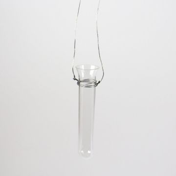 Florero / tubo de cristal MILO con alambre, transparente, 11,5cm, Ø2cm