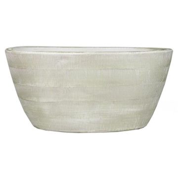 Macetero ovalado de cerámica DELTA con ranuras, gris claro-blanco, 30x15x14cm