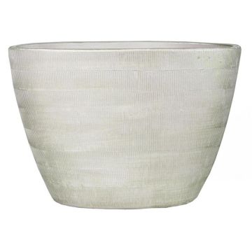 Macetero ovalado de cerámica DELTA con ranuras, gris claro-blanco, 33x16,5x23cm
