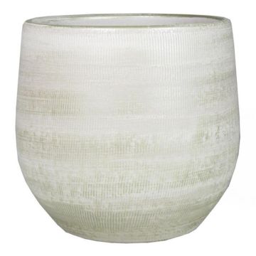 Macetero de cerámica DELTA con ranuras, gris claro-blanco, 14cm, Ø16cm