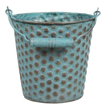 Cubo de zinc TRUMAN con asa, con diseño, azul-marrón, 12cm, Ø13cm