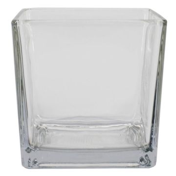 Portacandelitas KIM OCEAN de cristal, transparente, 10x10x10cm