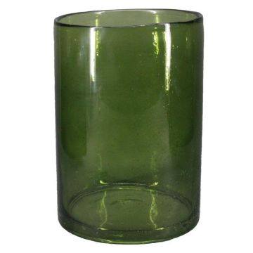Jarrón cilíndrico de cristal SANUA con burbujas, verde-transparente, 27cm, Ø18cm