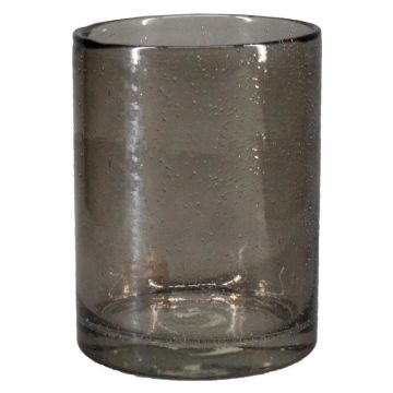 Jarrón cilíndrico de cristal SANUA con burbujas, negro-transparente, 27cm, Ø18cm