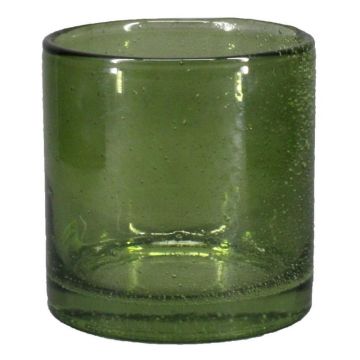 Vaso cilíndrico para velas SANUA con burbujas, verde-transparente, 20cm, Ø19cm
