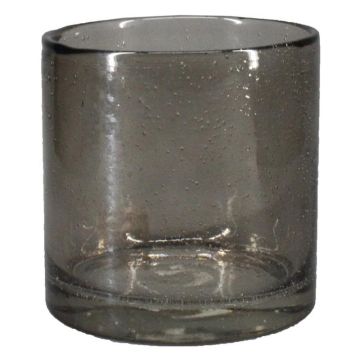 Vaso cilíndrico para velas SANUA con burbujas, negro-transparente, 20cm, Ø19cm
