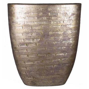 Maceta ovalada AGGELOS, cerámica, óptica de muro, dorado, 51x17x57cm