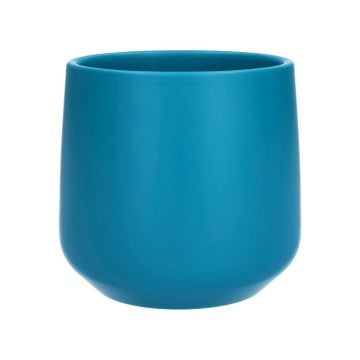 Cachepot ZIOKA en cerámica, turquesa mate, 13,5cm, Ø14,5cm