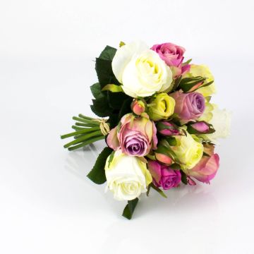 Ramillete de rosas artificiales MOLLY, blanco-altrose, 30cm, Ø20cm