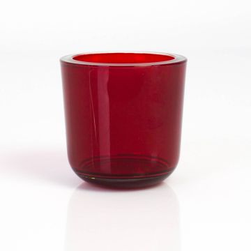 Pequeño recipiente para velas NICK, rojo transparente, 8cm, Ø8cm