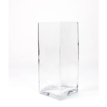 Jarrón con forma rectangular JACK EARTH de cristal, transparente, 14x14x35cm