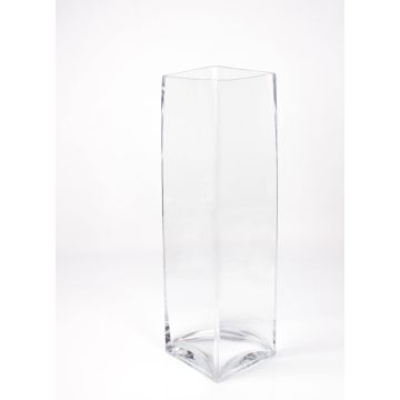 Jarrón con forma rectangular JACK EARTH de cristal, transparente, 14x14x49cm