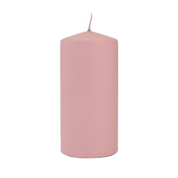 Vela pilar LYCANTHIA, pastel helado, rosa antiguo, 15cm, Ø7cm, 63h