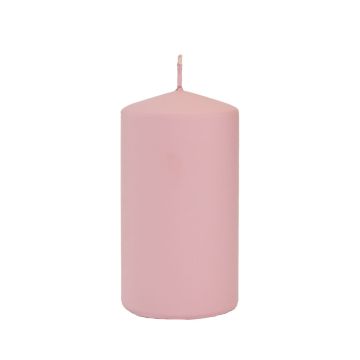 Vela pilar LYCANTHIA, pastel helado, rosa antiguo, 13cm, Ø7cm, 52h