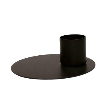 Soporte para velas de metal TERENCE para velas de palo, negro, 4,5cm, Ø12,5cm