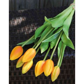 Ramillete de tulipanes artificiales LONA, naranja claro - verde, 45cm, Ø20cm