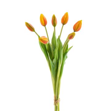 Ramillete de tulipanes artificiales LONA, naranja oscuro - verde, 45cm, Ø20cm