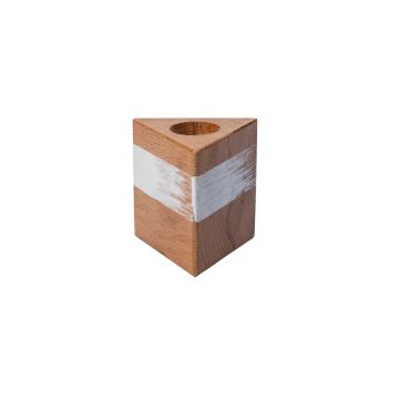 Soporte para velas triangular de madera KARLINA para velas de palo, blanco-natural, 6x6x6cm