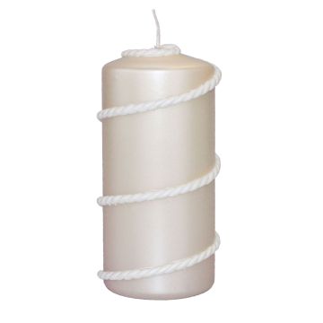Vela pilar JULIETTA con cordón de seda, crema, 15cm, Ø7cm, 63h
