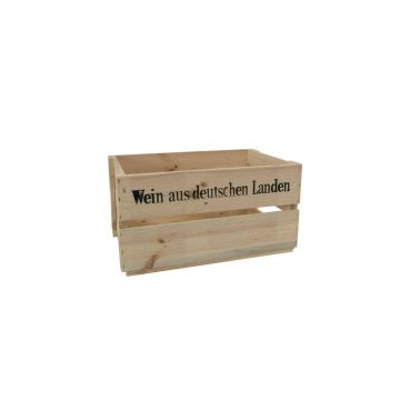 Caja de vinos / Caja de madera GRETA, color natural, con inscripción, 45x32x24cm