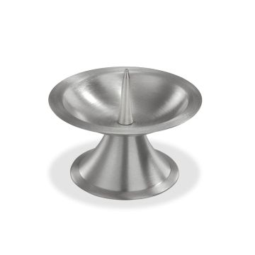 Candelero de latón OLIVERIO con pincho, para velas Ø5-6cm, niquelado, cepillado mate, plata, 5cm, Ø9cm