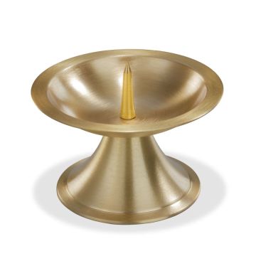 Candelero de latón OLIVERIO con pincho, para velas Ø7-8cm, cepillado mate, dorado, 6,5cm, Ø11cm