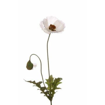 Flor textil amapola CARLINA, blanca, 65cm, Ø8cm